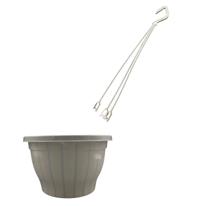 Ghivece cu agatatori Albe, set 46 buc, diametru 21 cm
