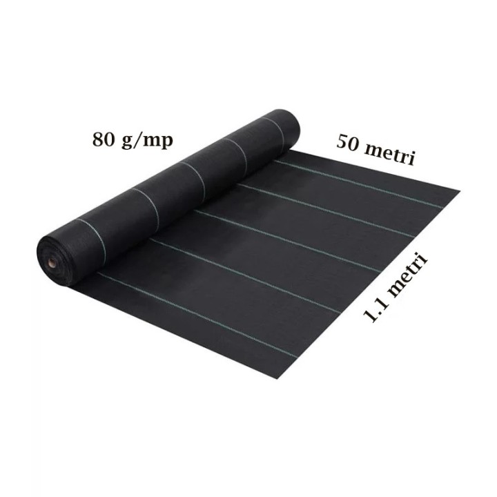 Agrotextil Ceres, negru, 80 g/mp, 1.1 m x 50 metri