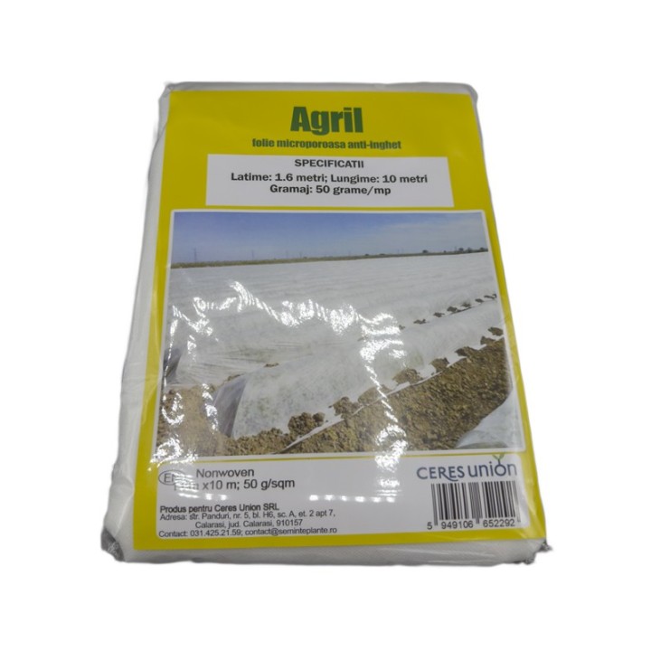 Folie microporoasa alba anti-inghet/mulcire 1.6m x 10 m, 50 g/mp