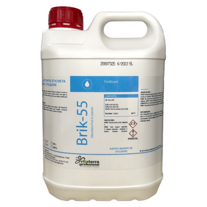 Fertilizant Brik 55, 5 litri, pe baza de potasiu