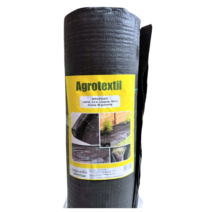 Agrotextil negru, 80 gr/mp, 3.2 m x 100 metri, Ceres Union