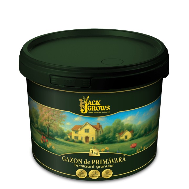 Fertilizant granulat Jack Grows pentru Gazon Primavara, NPK 24-5-12, 3 kg