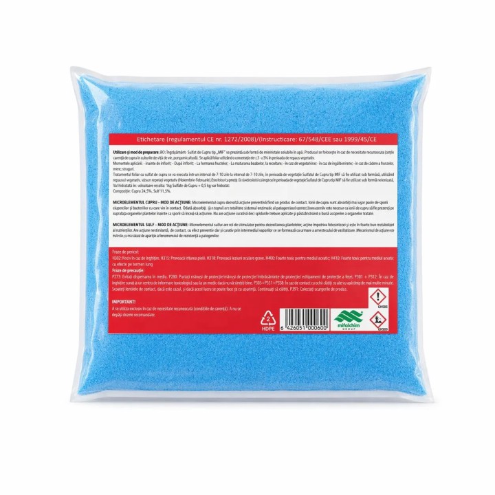 Sulfat de cupru pentahidrat tip MIF (piatra vanata), 1 kg | Mifalchim