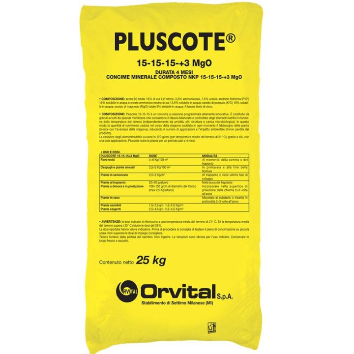 Ingrasamant Pluscote NPK 15-15-15+3MgO - 4 luni (25 kg)