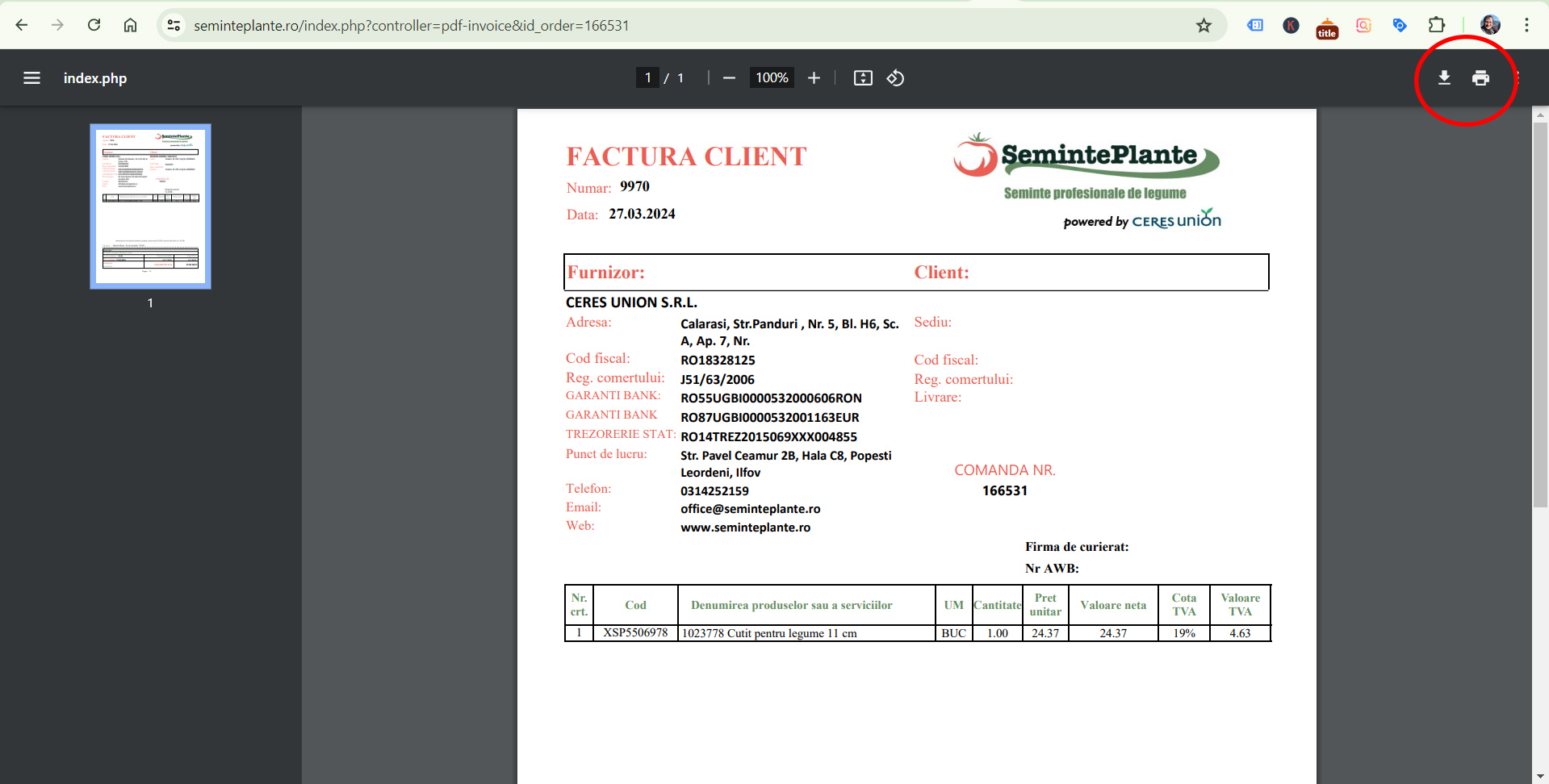 Identificare factura fiscala in contul de client